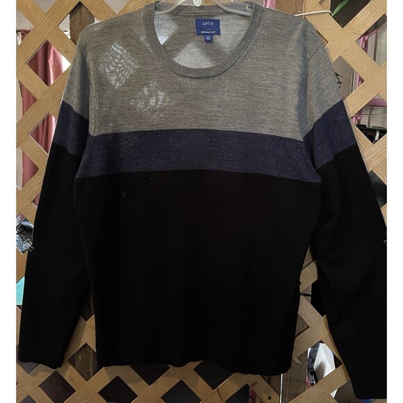 APT. 9 Merino Wool Blend Soft Striped Bundle Up Sweaters Men's XXL - Picture 2 of 16